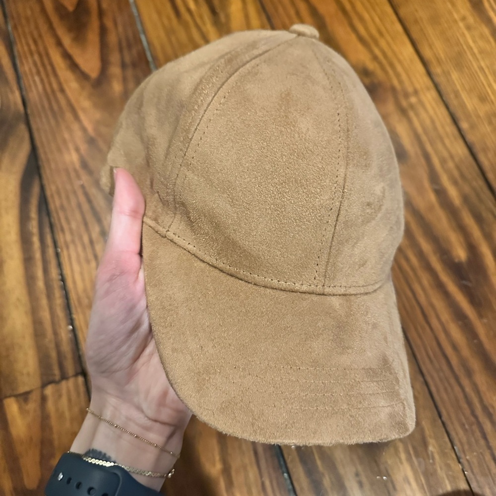 Faux Suede Baseball Cap - Tan